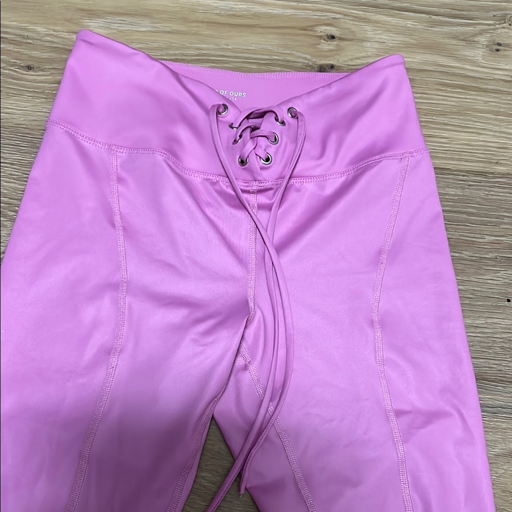Pink Lace-Up Leggings